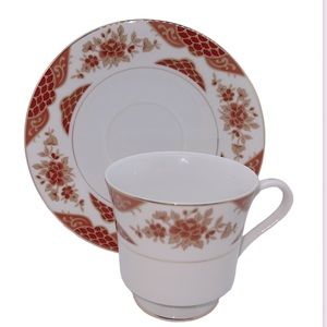 MIKASA EMPRESS FOOTED TEACUP AND SAUCER FINE CHINE VINTAGE L6009